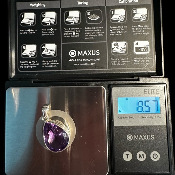 Large Tear Drop Amethyst Sterling Silver Necklace - Picture 9 of 11